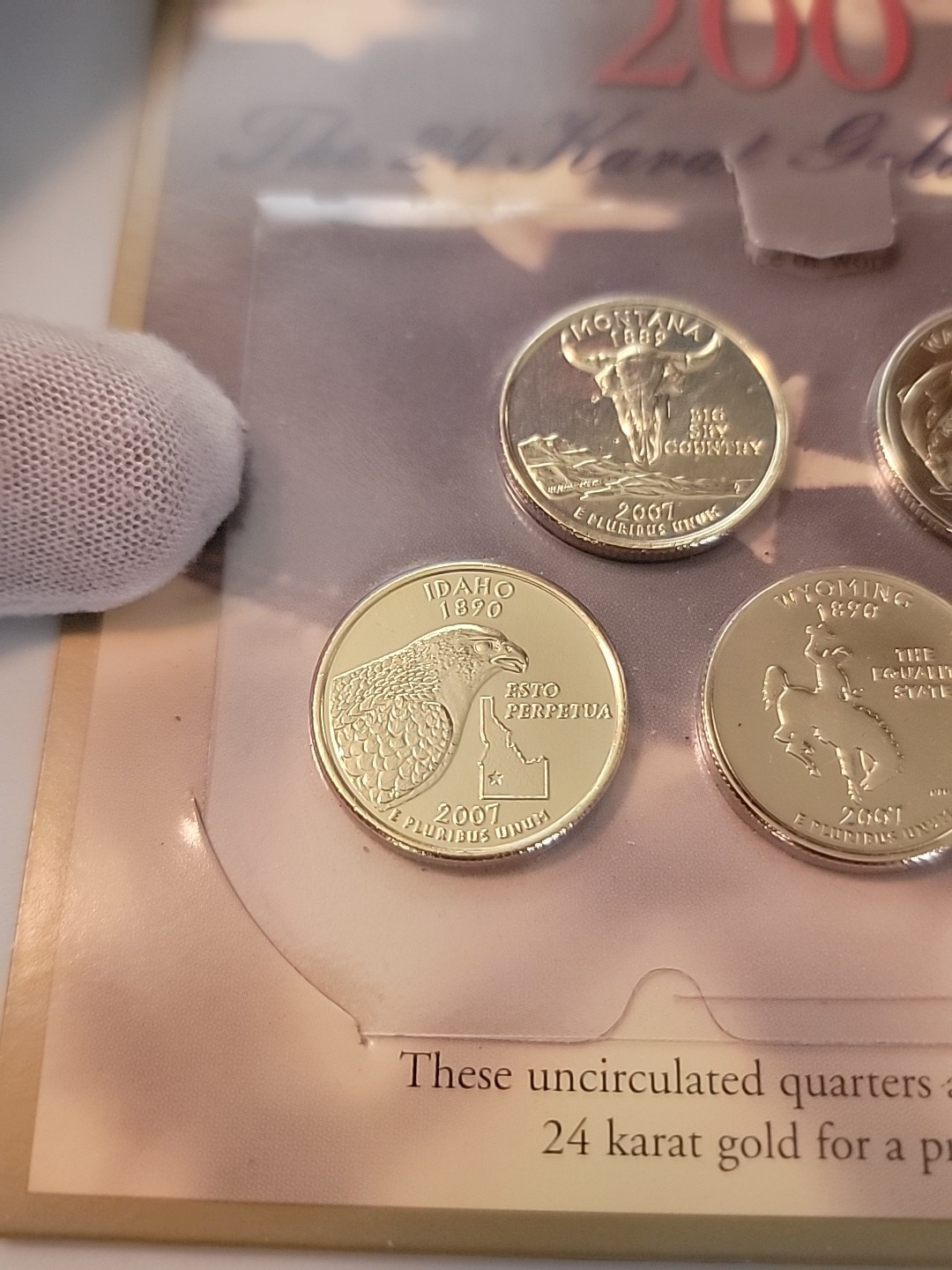 2007 24 KARAT GOLD COLLECTION UNCIRCULATED QUARTERS SET OF FIVE “RARE”