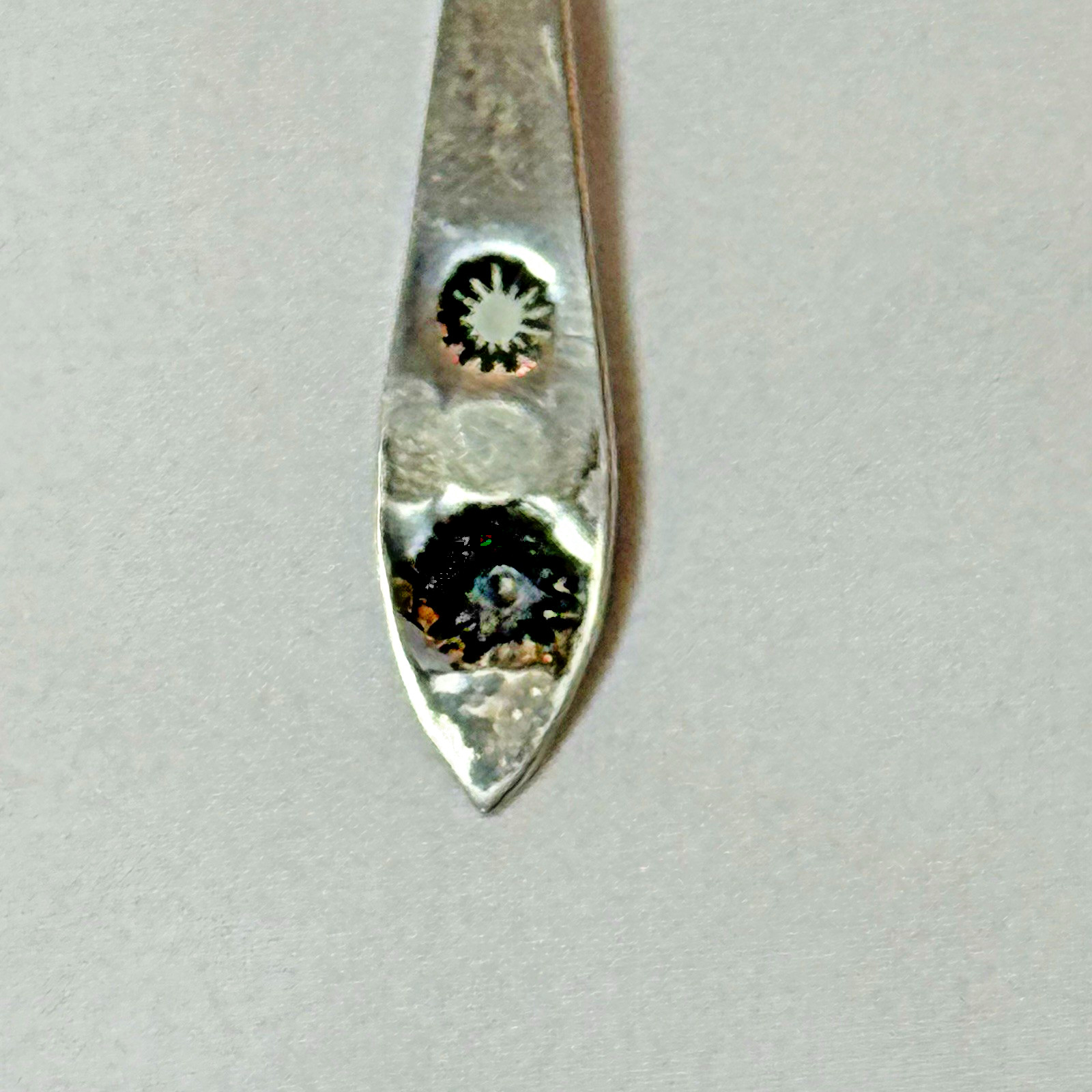 1930s Fred Harvey Era Native American Stamped Coin Silver Baby Spoon