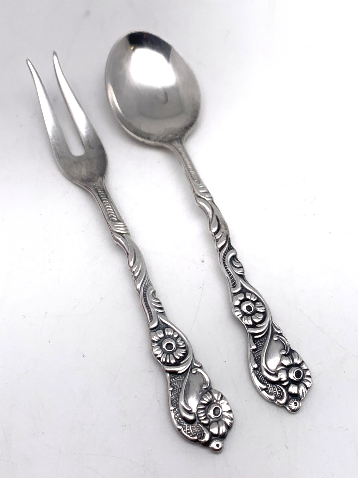 Nils Johan 4″ Snail/Lemon Fork and 4″ Demitasse Spoon from Sweden Silverplate