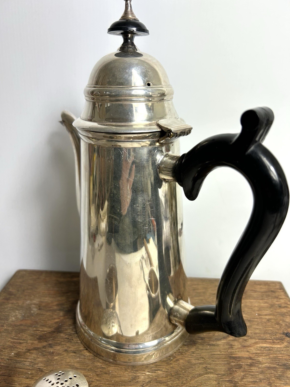 Antique Silver Plated Coffee Set / Cafe Au Lait Pot, Sugar Bowl, Milk Jug, Tongs