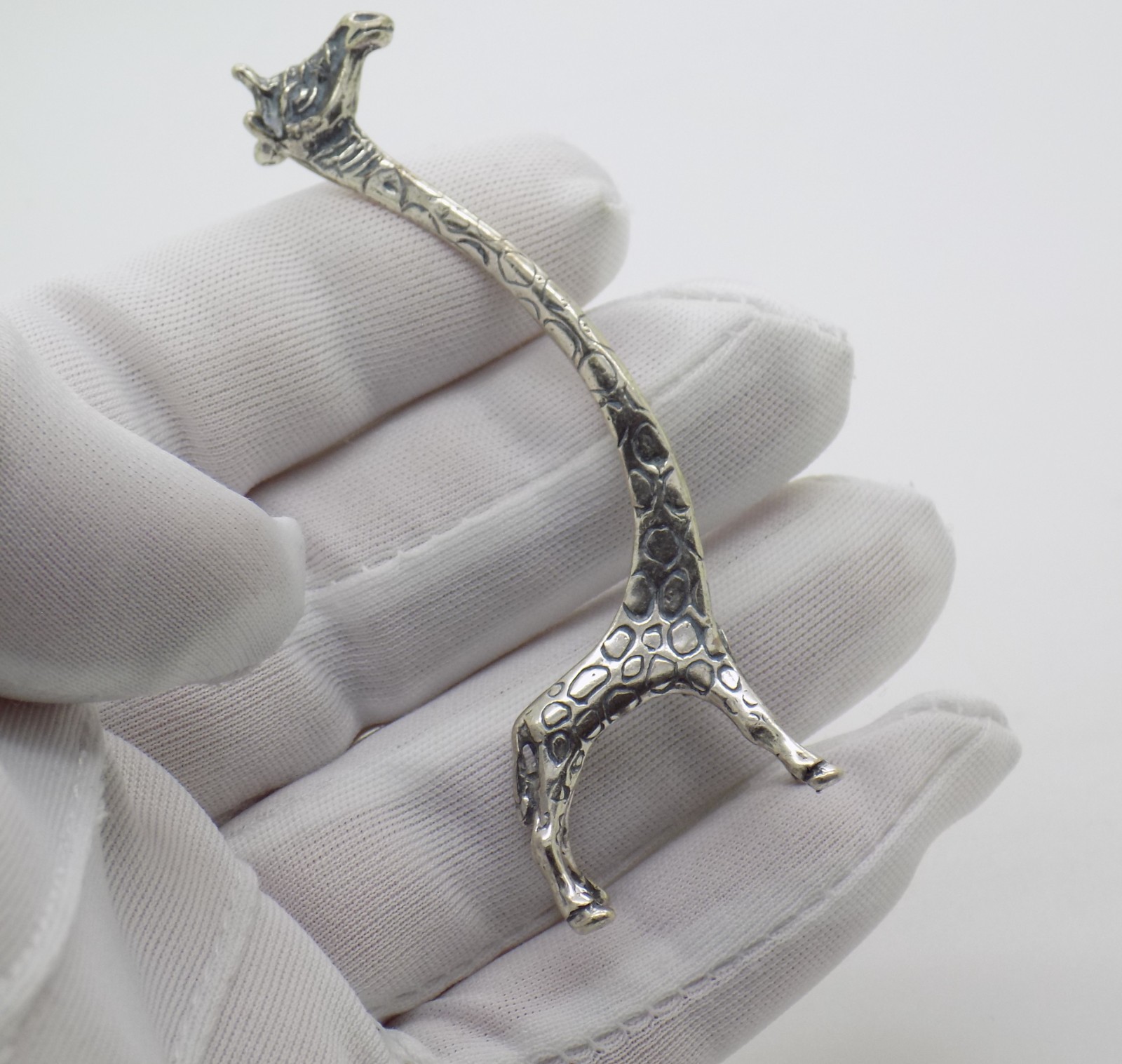 Vintage Italian Handmade Genuine Silver Stylized Giraffe Figurine Miniature