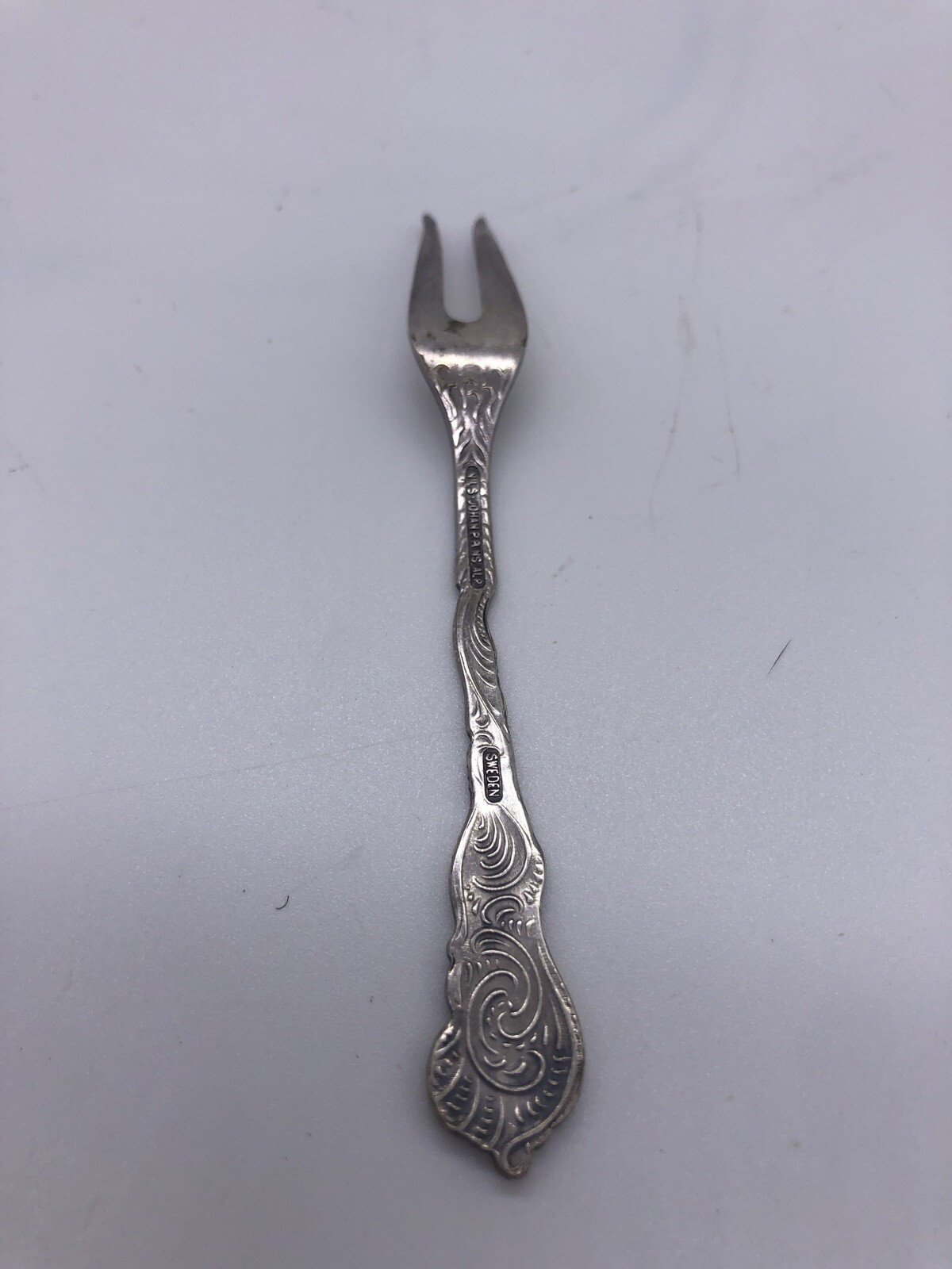 Nils-Johan P.R NS ALP Silversmith Sweden Silver plate Floral Lemon Olive Fork