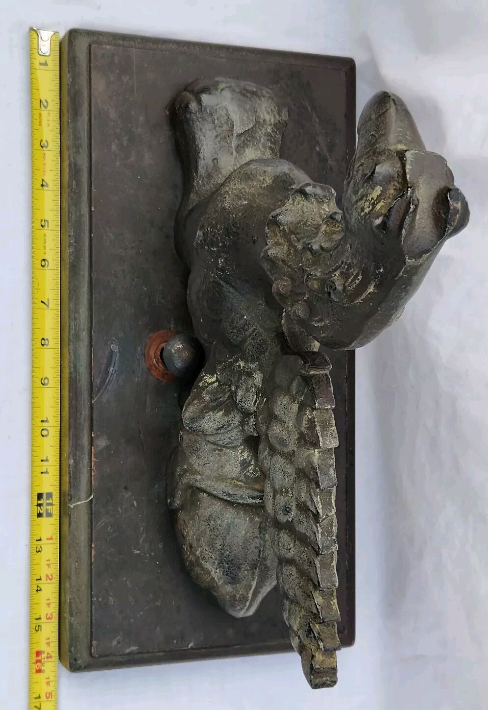 Antique 27.5 Lb 15″ Cast Iron Bronze Architectural Griffin Building Topper Decor
