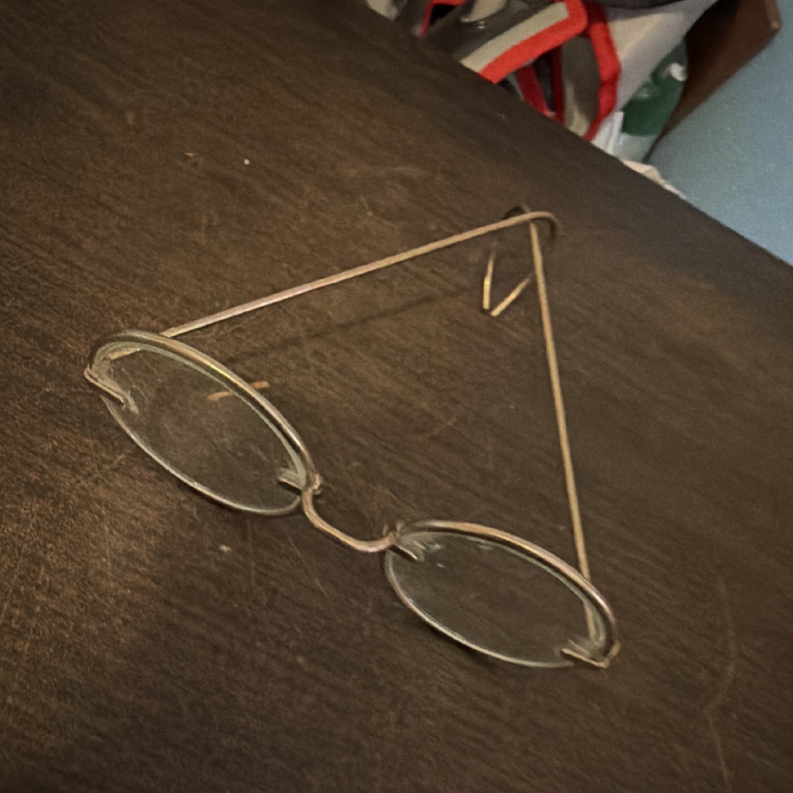 Antique Wire Frame Eyeglasses Round Lenses Pre-1930 Collectible