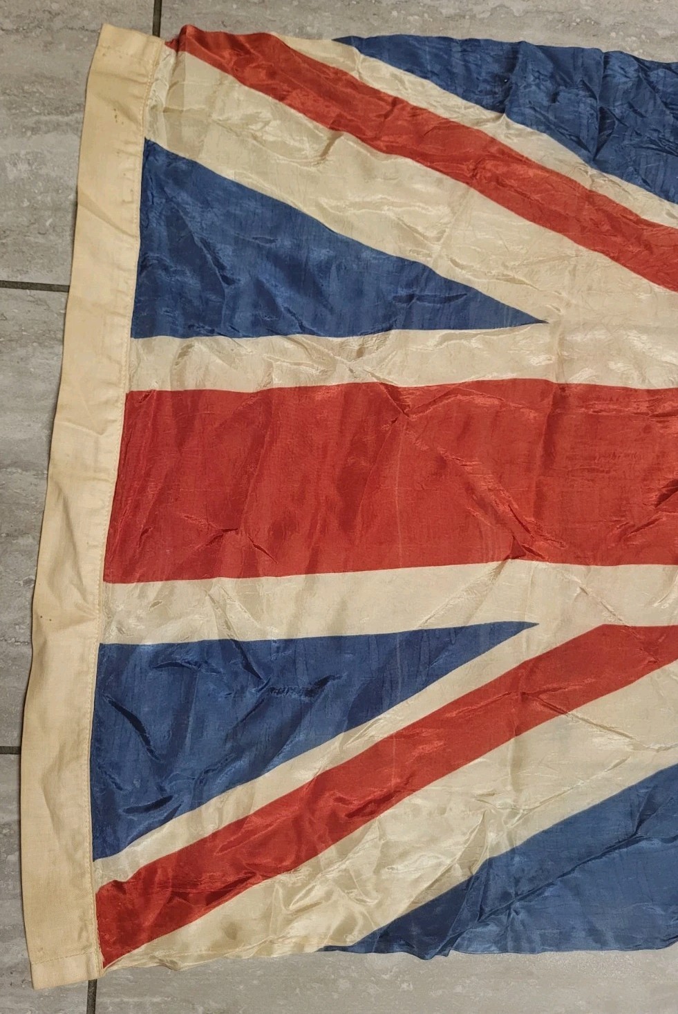 Antique Union Jack United Kingdom British Silk Flag 53” x 24”