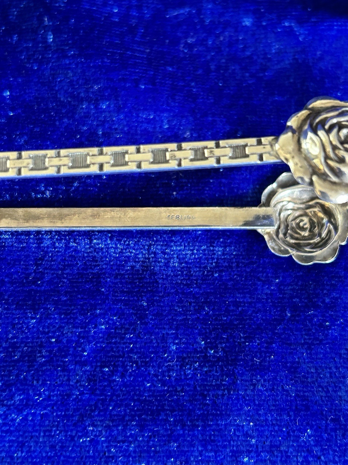 Vintage Estate Sterling Silver Sugar Cube Tongs With Repose Rose Design Nice