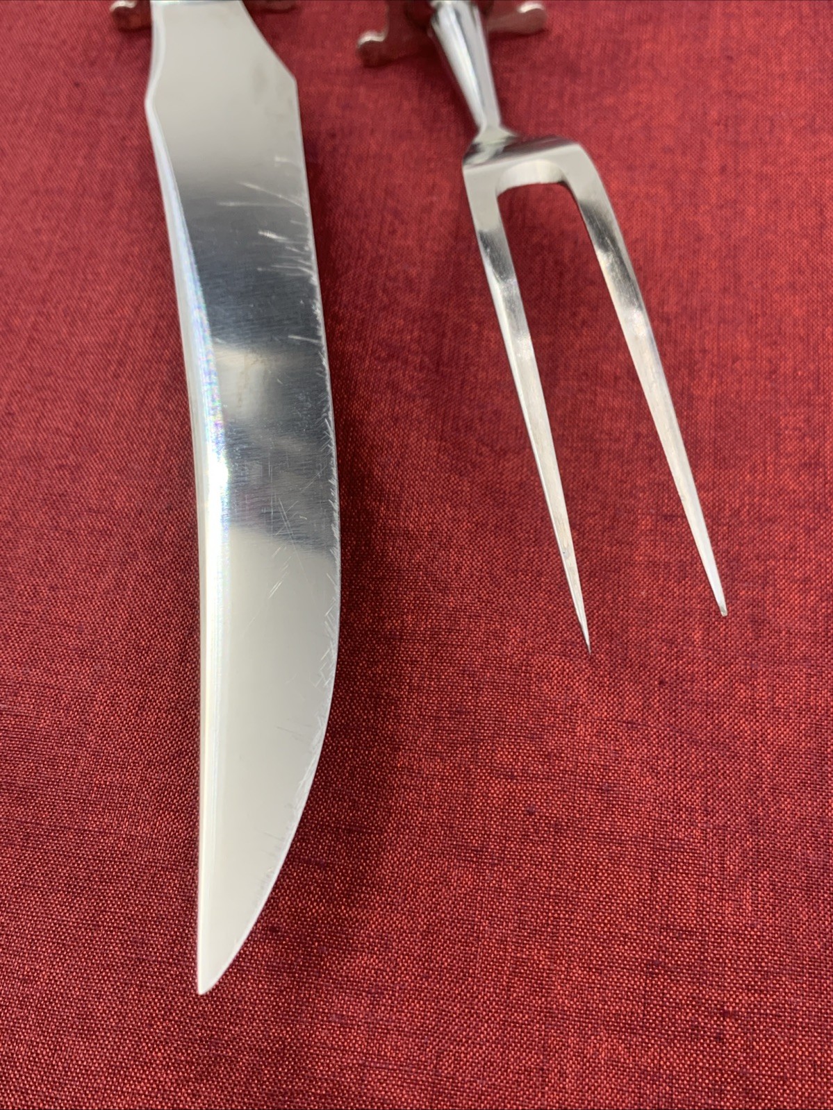 Mary II by Lunt Sterling Silver Handle Carving Knife & Fork MONO K