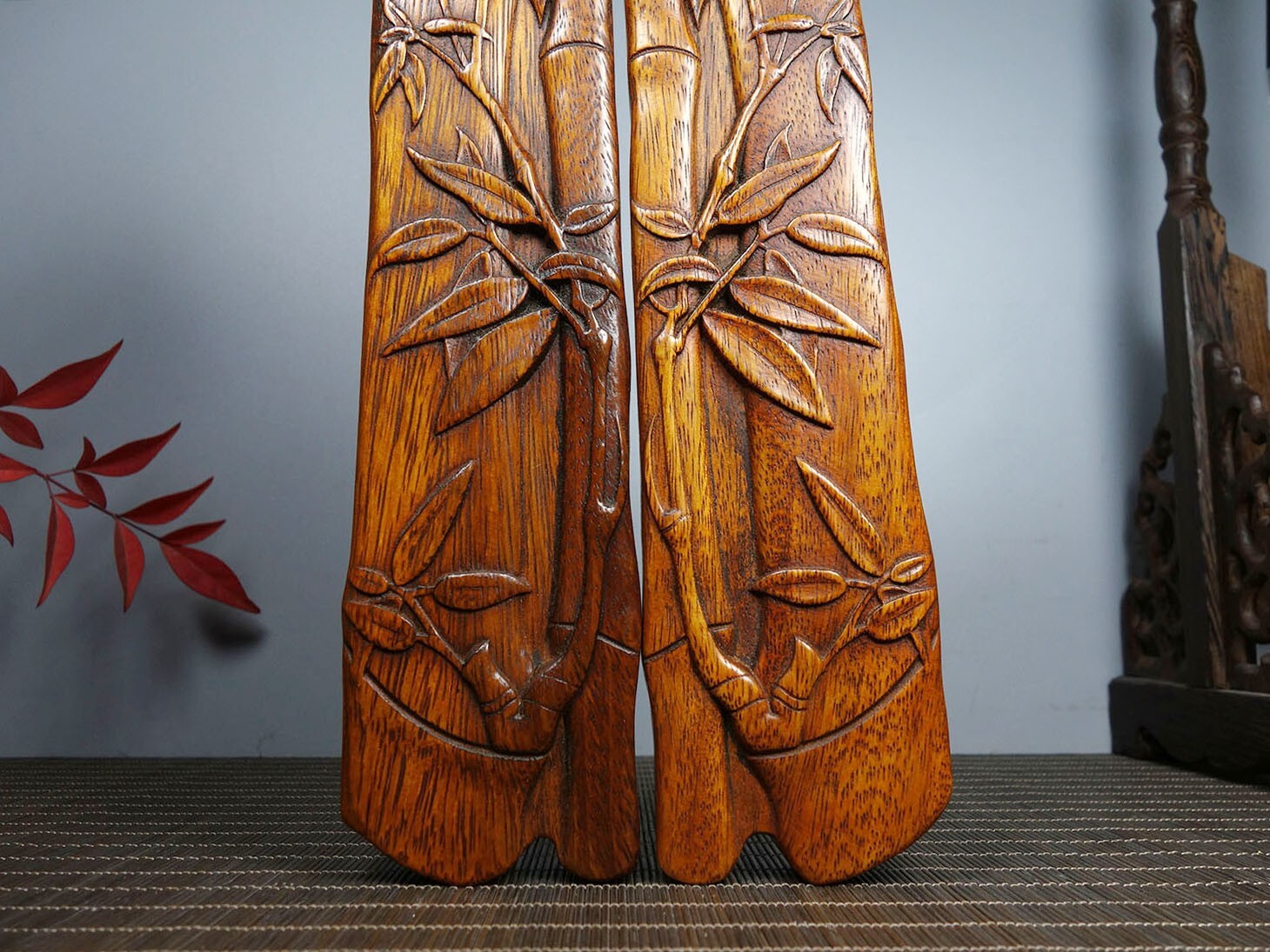 Old Tibetan Rosewood Carving Bamboo Weighing Scale Rising Step By Step Decor