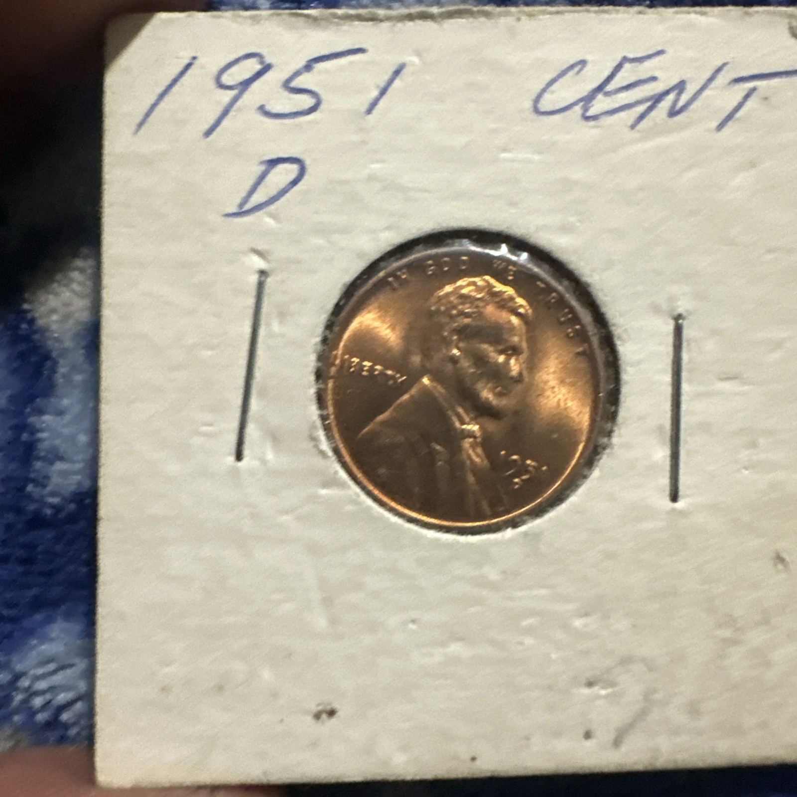1951 D Red Brilliant Uncirculated Lincoln Wheat Cent, MS Condition