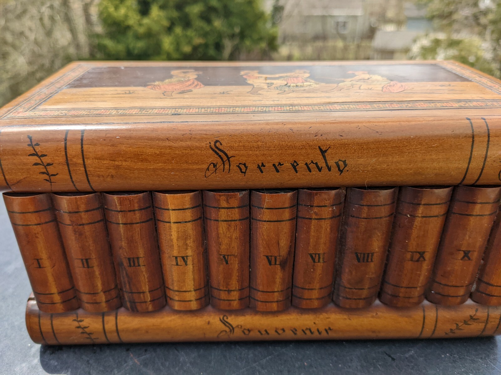 Antique Italian Ware Inlaid Folk Art Style Souvenier Book Box – Dancing Kids