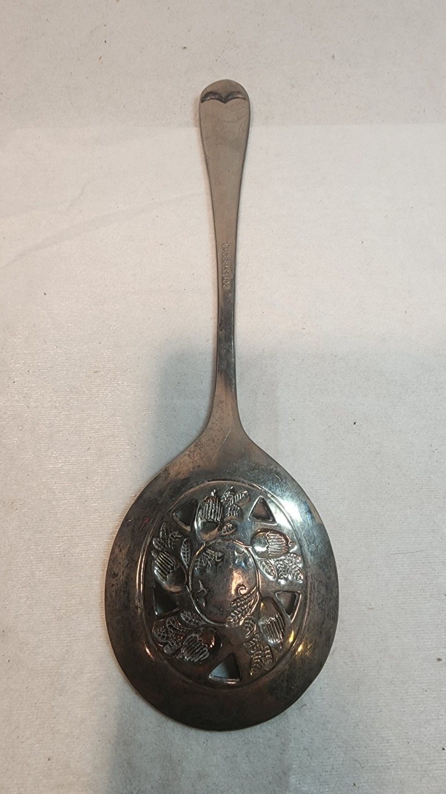 Vintage Godinger England Silver Plated Slotted Serving Spoon Acorn Design