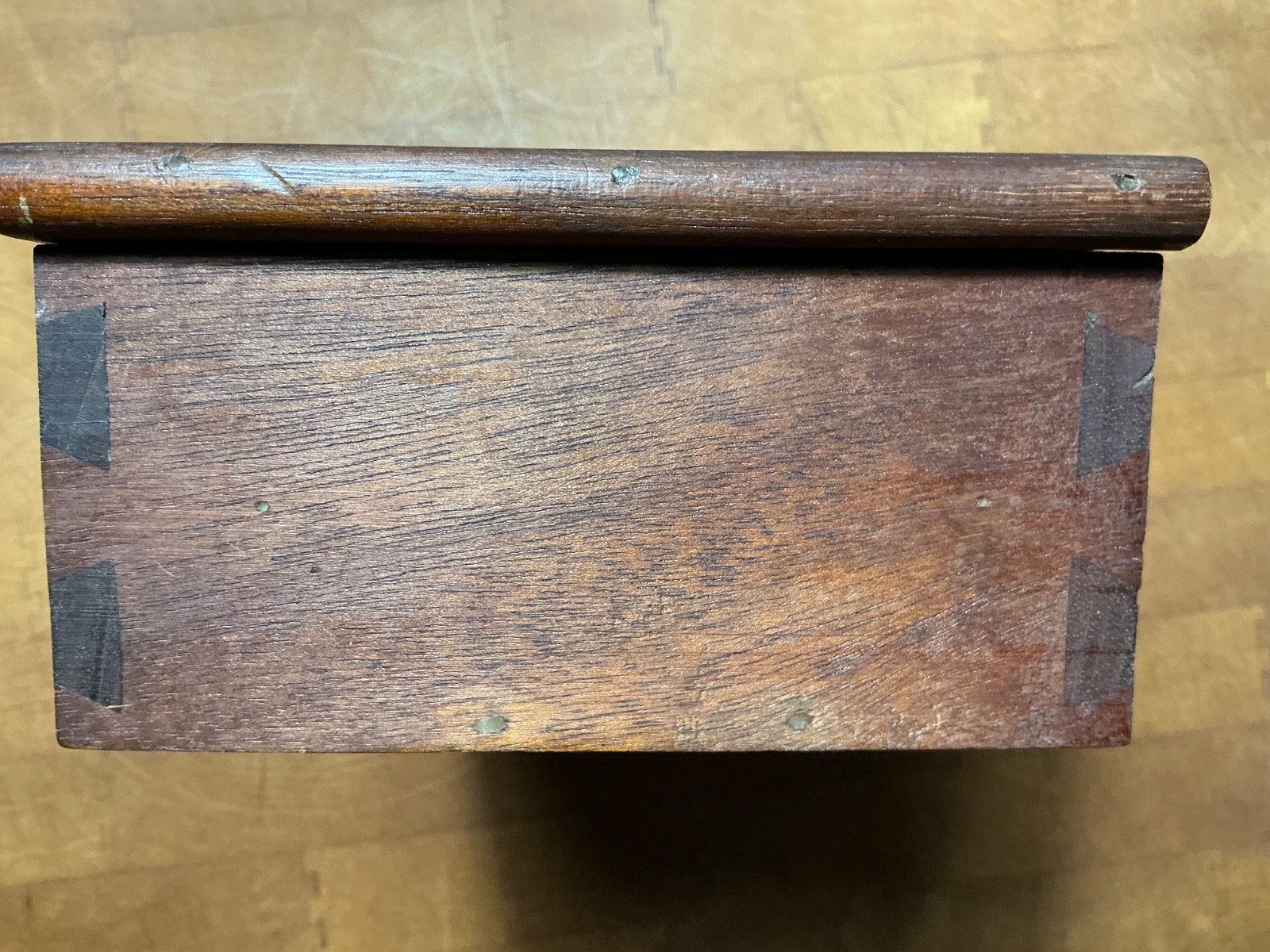 Antique PA walnut lift lid table top lockbox