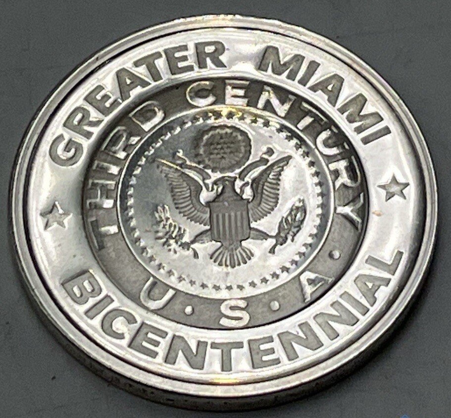 1 oz 999 Fine Proof Silver MIAMI FLORIDA BICENTENNIAL Torch of Friendship COIN