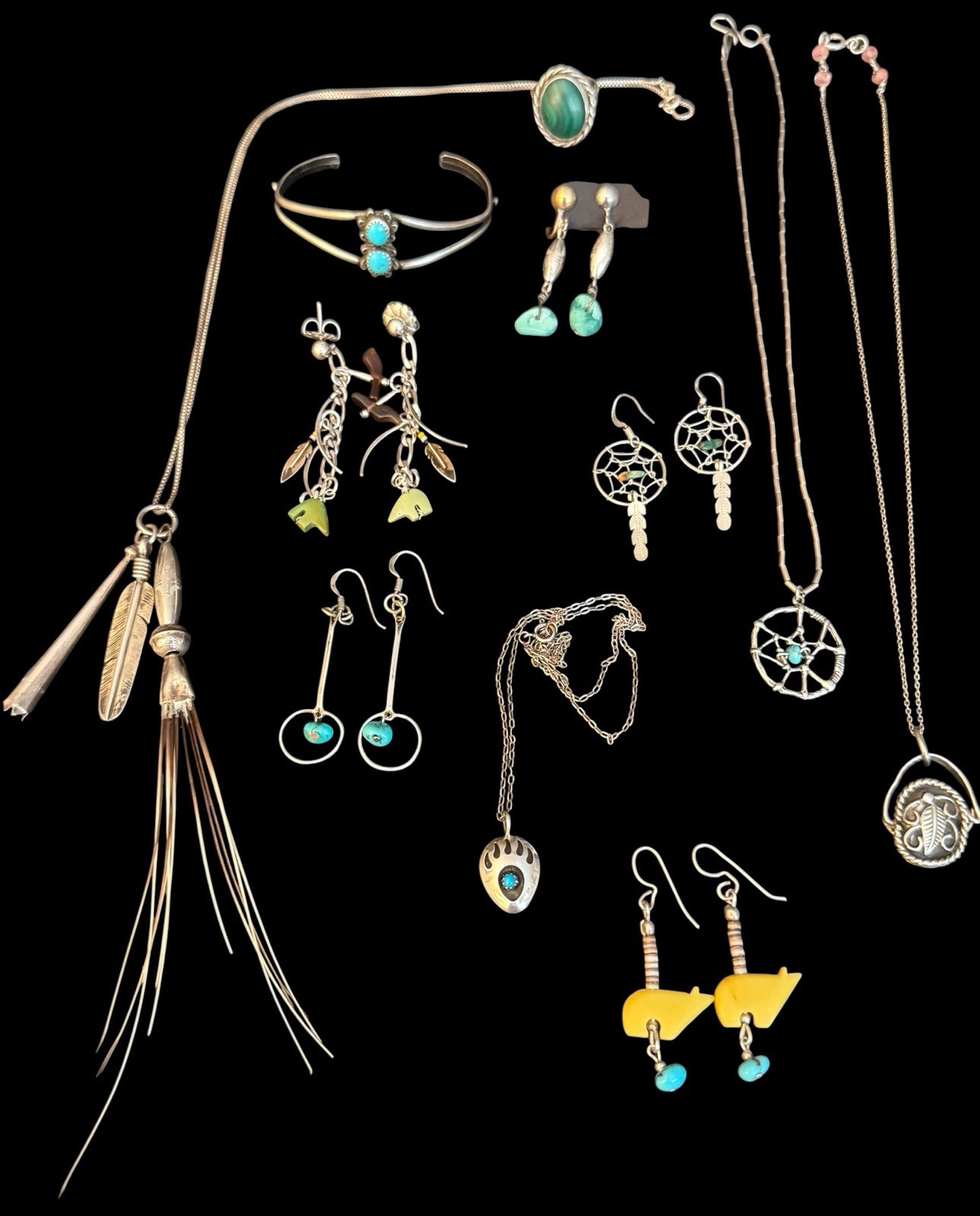 56 GRAMS STERLING SILVER NATIVE SW JEWELRY LOT OF 11 PIECES