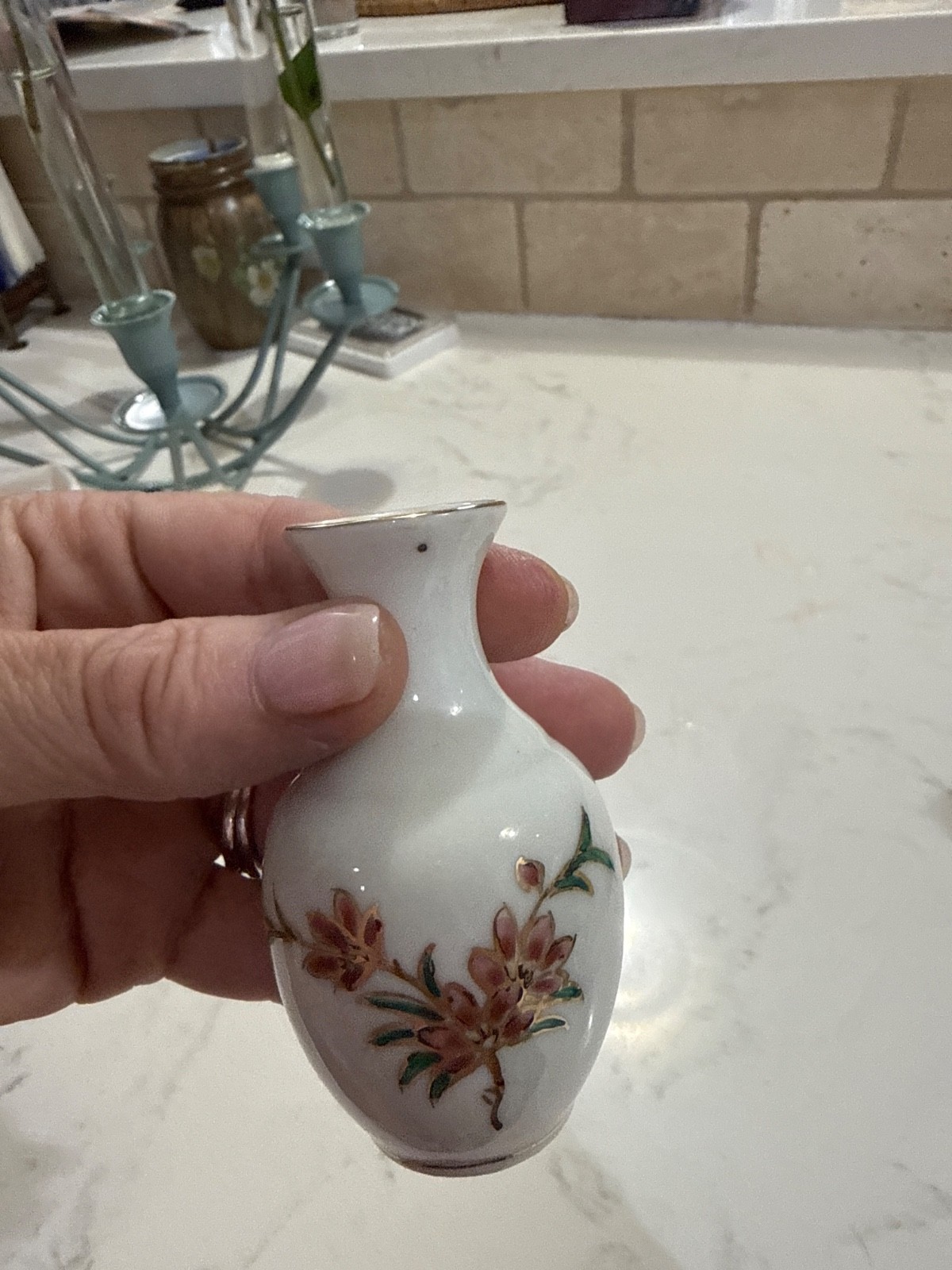 Rare Set Of 4 Mini-Porcelain Flower Vases