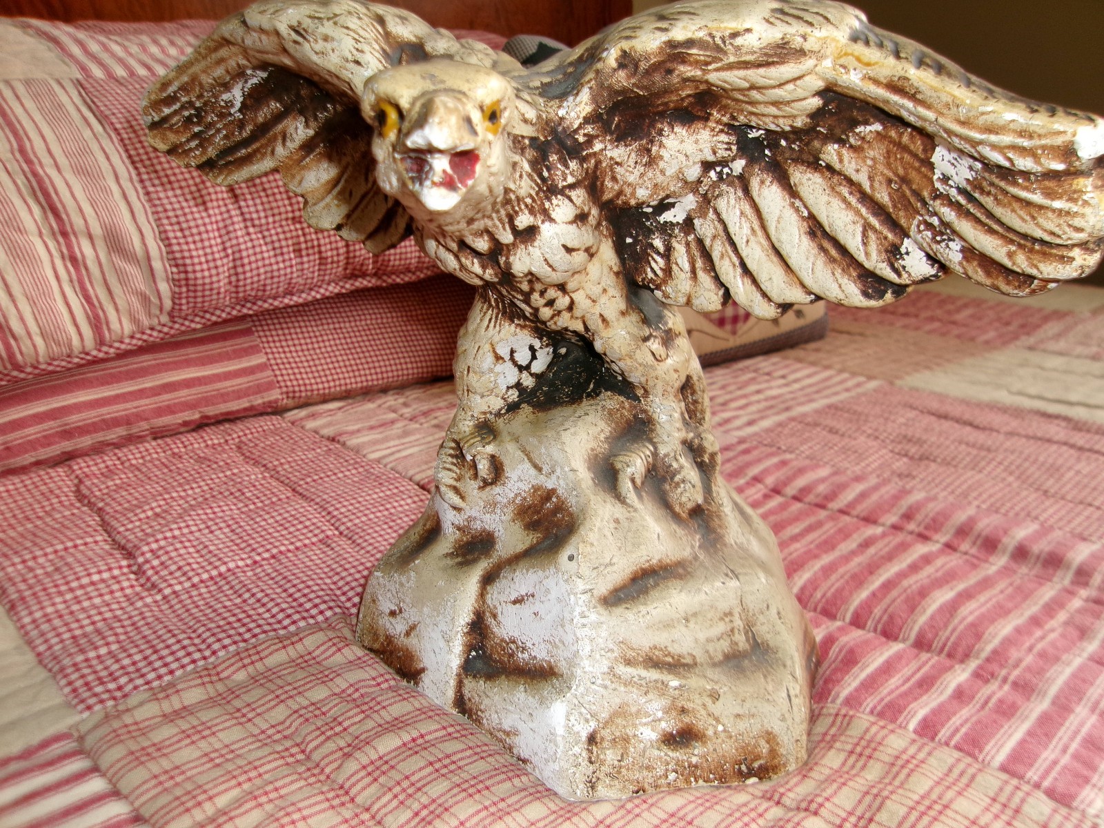 Antique Old American Eagle Statue~Patriotic~1800’s~Chalkware Plaster~Primitive