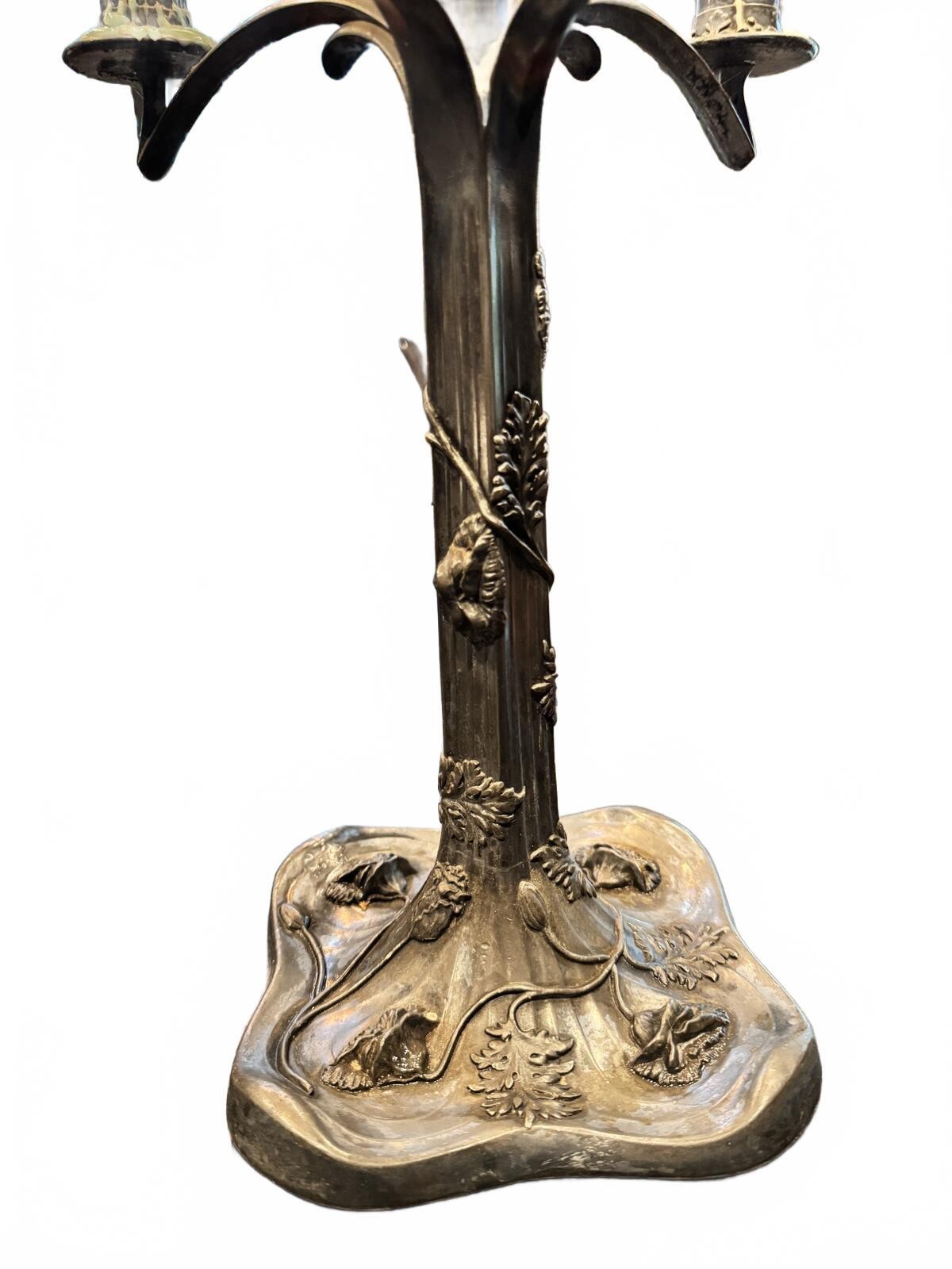 Antique E.G. Webster Art Nouveau 5-Arm Silverplate Candelabra #2605