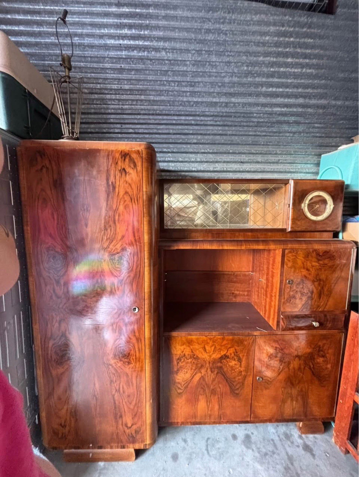 1930s Antique Art Deco Burl Wood Dresser
