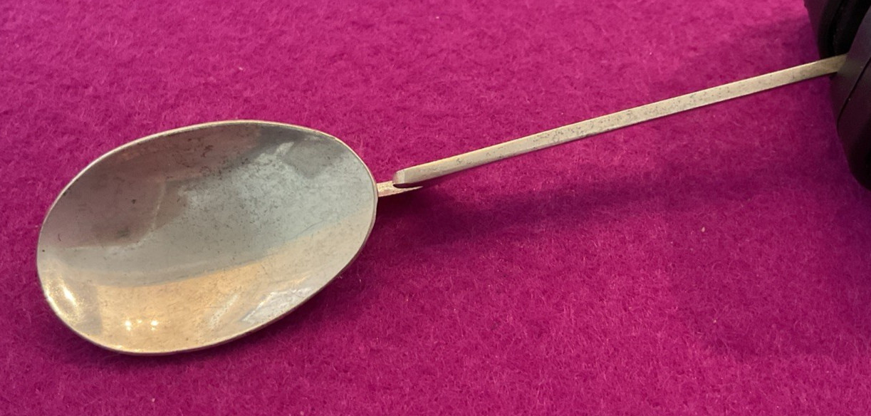 Corinium Roman Replica Style 4.25″ Silver Spoon Flat Bowl Gooseneck Pointed Stem