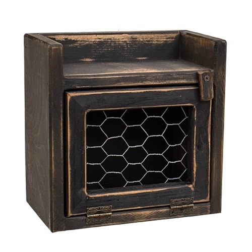 New primitive BLACK MINI PIE SAFE SHELF CUPBOARD Chicken Wire Door