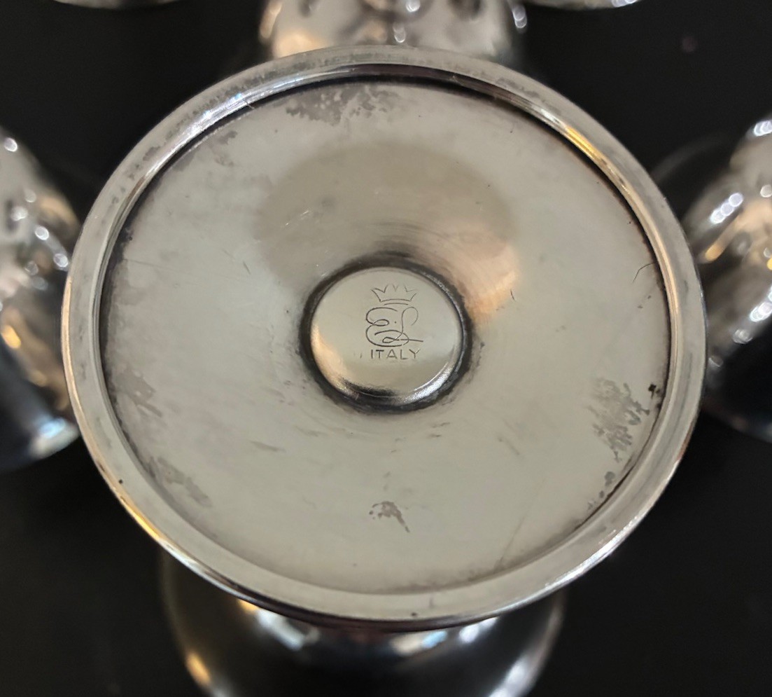 ITALIAN SILVER-PLATED COUPES (set of 6; c. 1970-80)