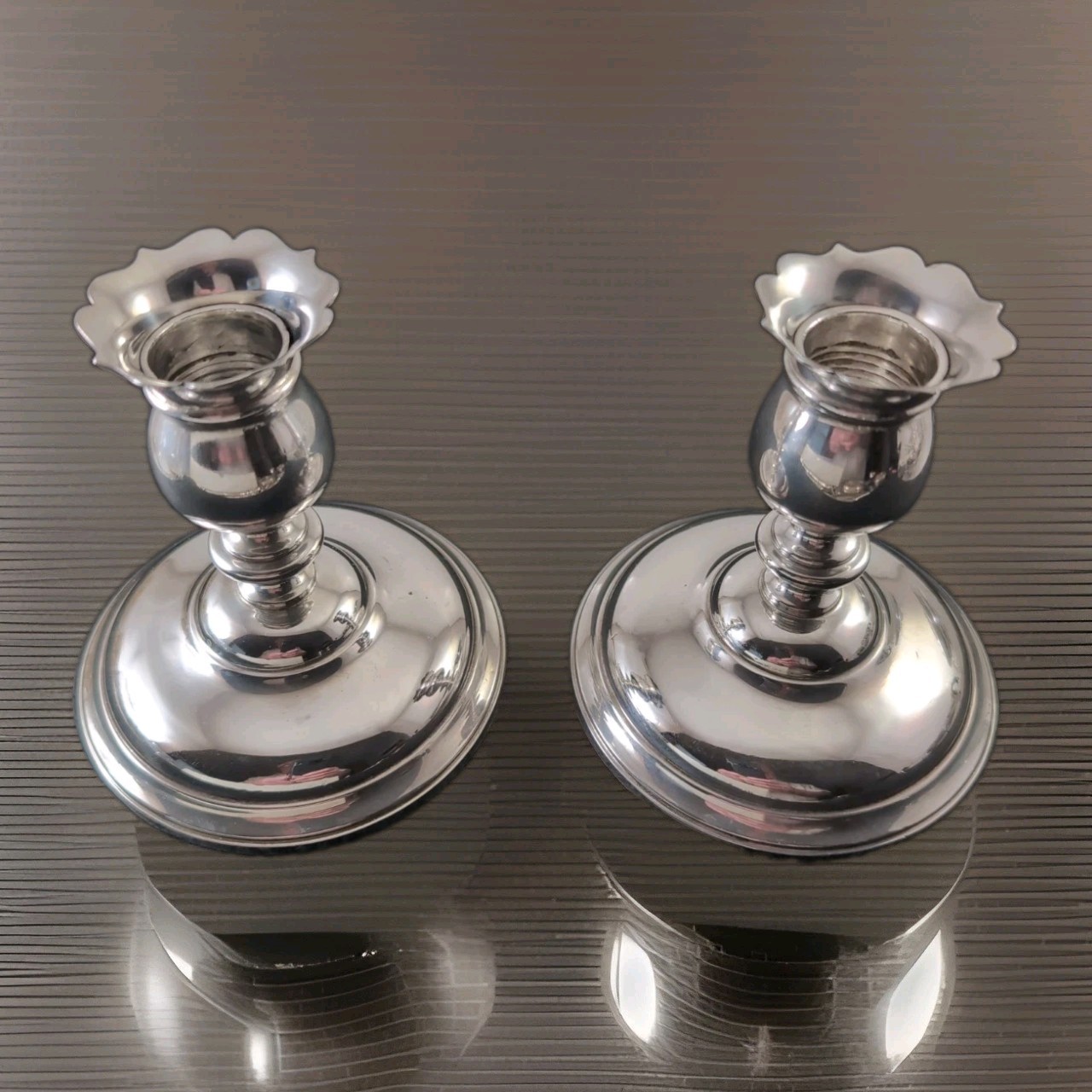 Vintage Wallace Sterling Silver Grand Colonial Candlesticks Pair #4821