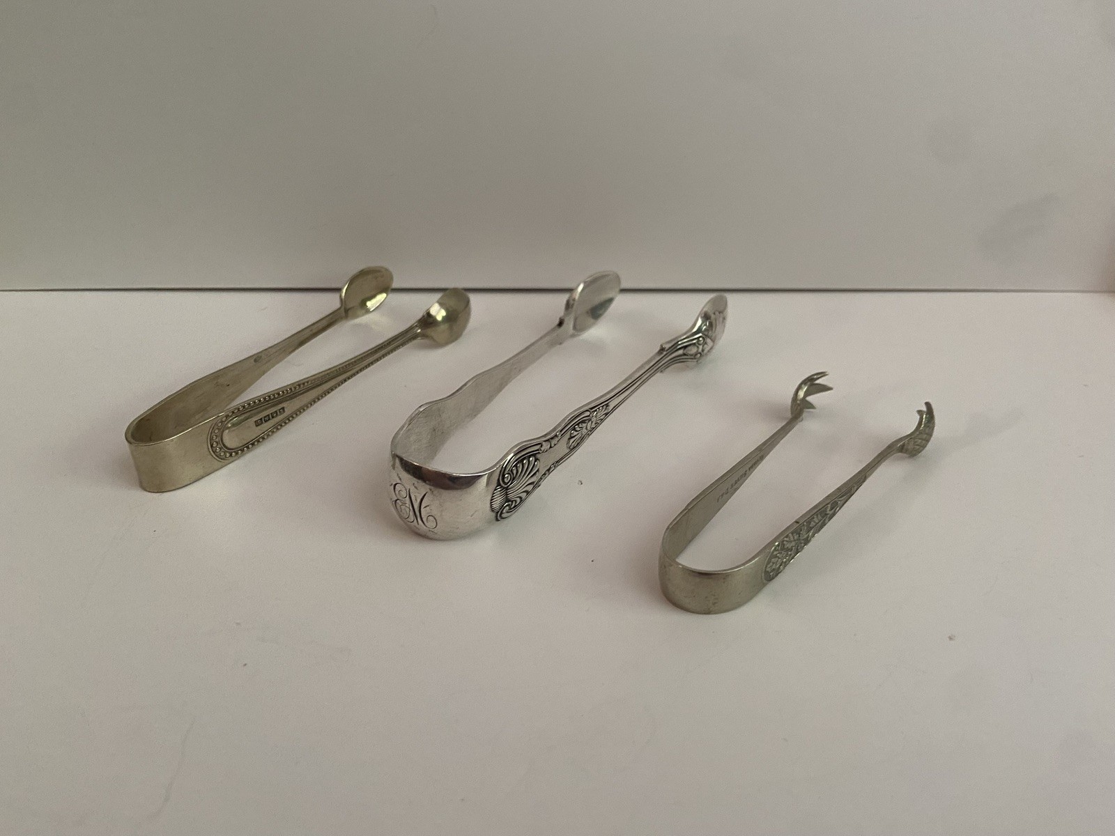 Lot of 3 Vintage Silver Plated Sugar Tongs – Mixed Sizes