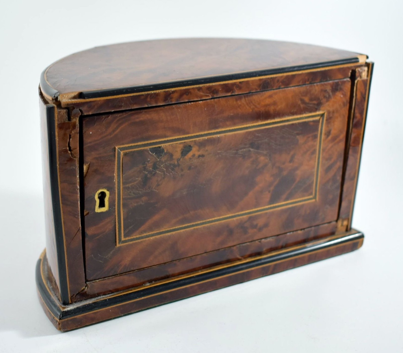 ANTIQUE BURR WALNUT STORAGE BOX – RESTORATION REQUIRED
