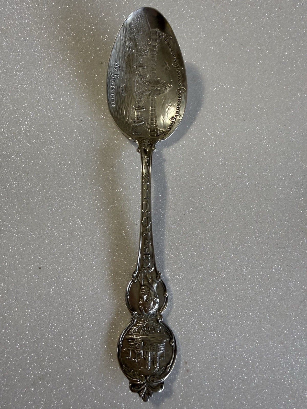 Sterling St. Louis Souvenir Spoon Festival Hall & Cascade 1904 Monogram Dent