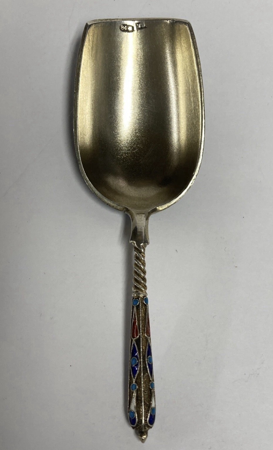 Russian Silver Gilt Cloisonne Enamel Caddy Spoon Victorian 1850-1899