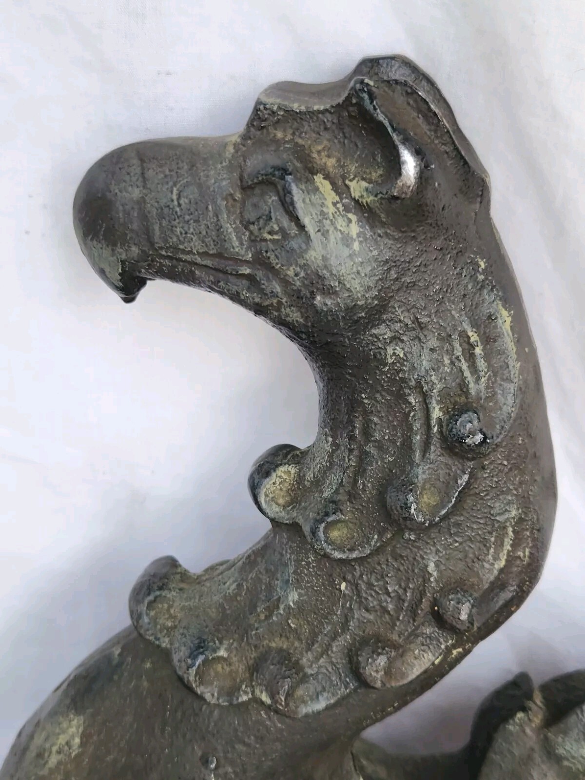 Antique 27.5 Lb 15″ Cast Iron Bronze Architectural Griffin Building Topper Decor