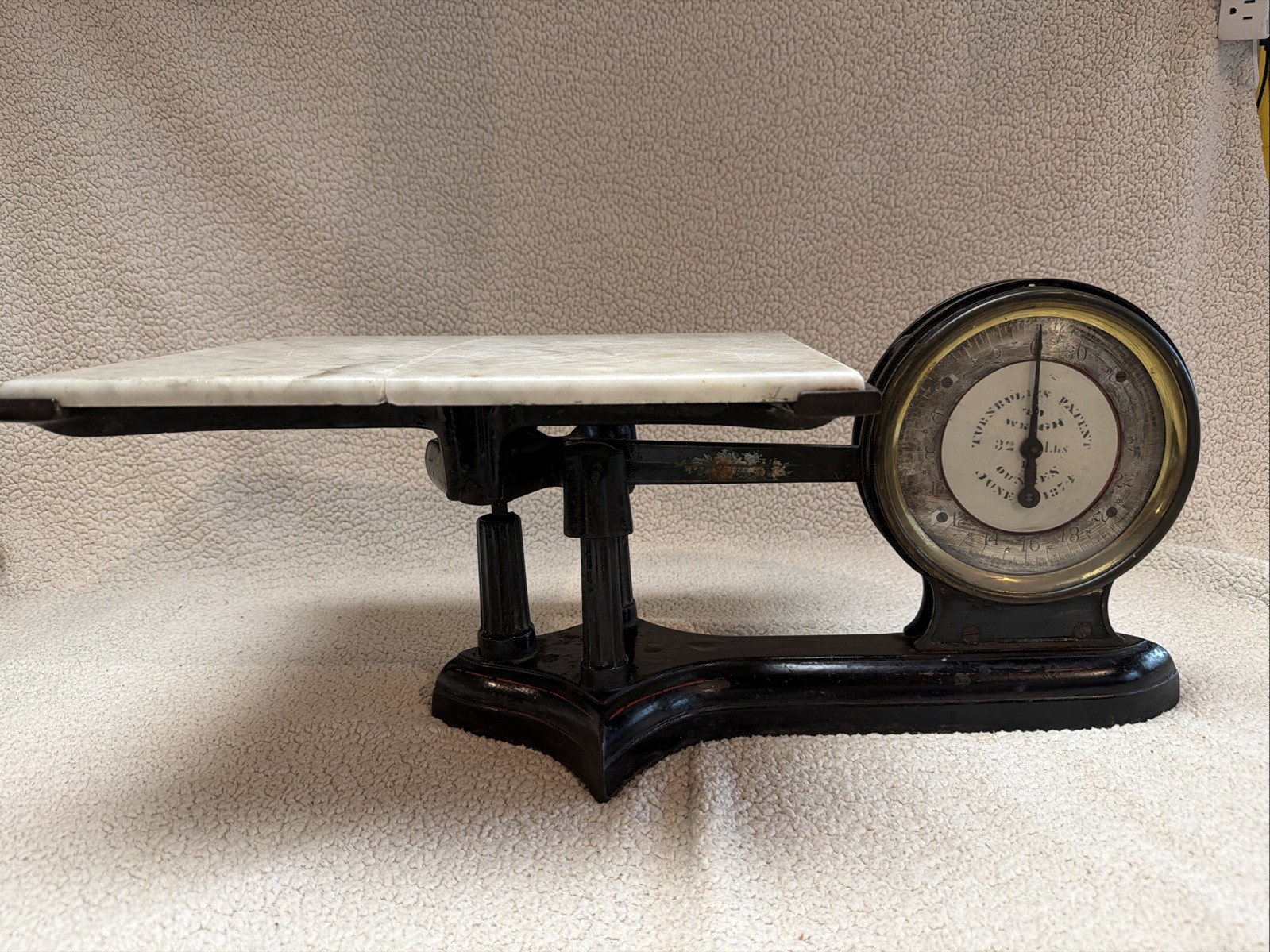 Antique Turnsbull Marble Top Counter Scale 32 Lb Cast Iron General Store Scale