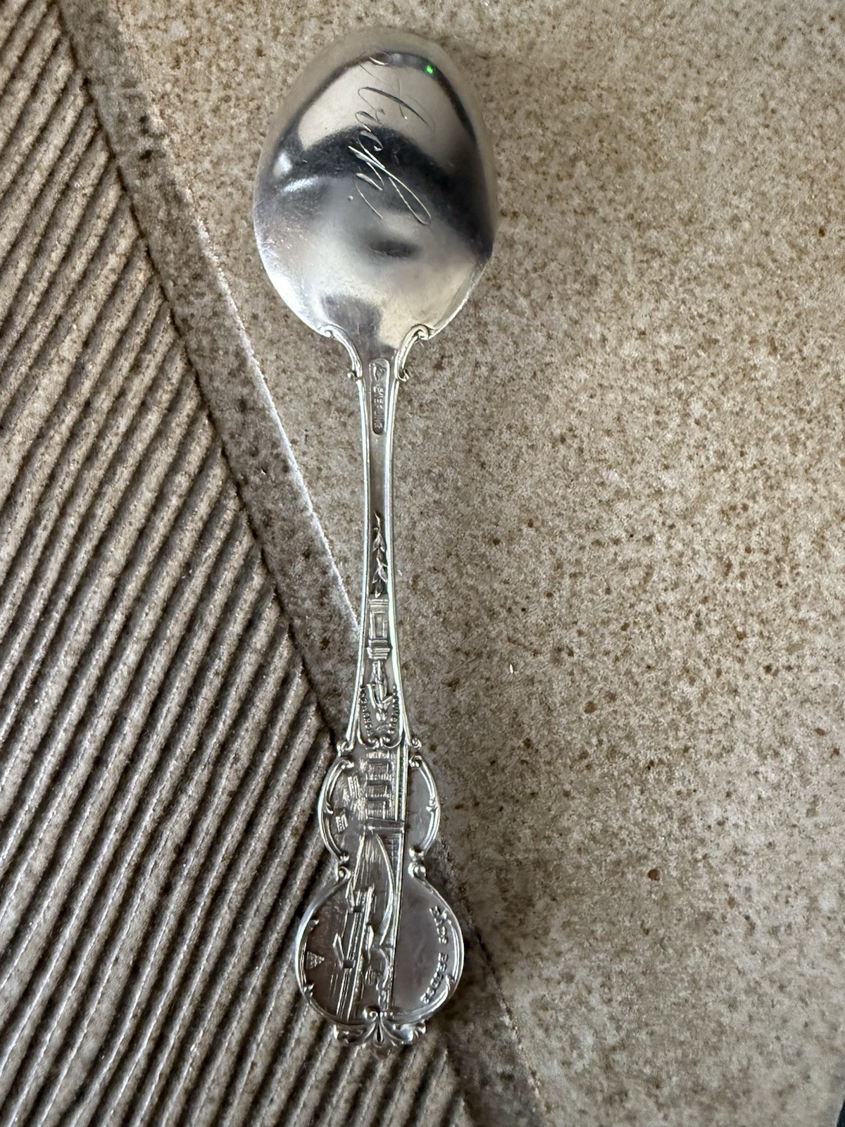 Sterling St. Louis Souvenir Spoon Festival Hall & Cascade 1904 Monogram Dent