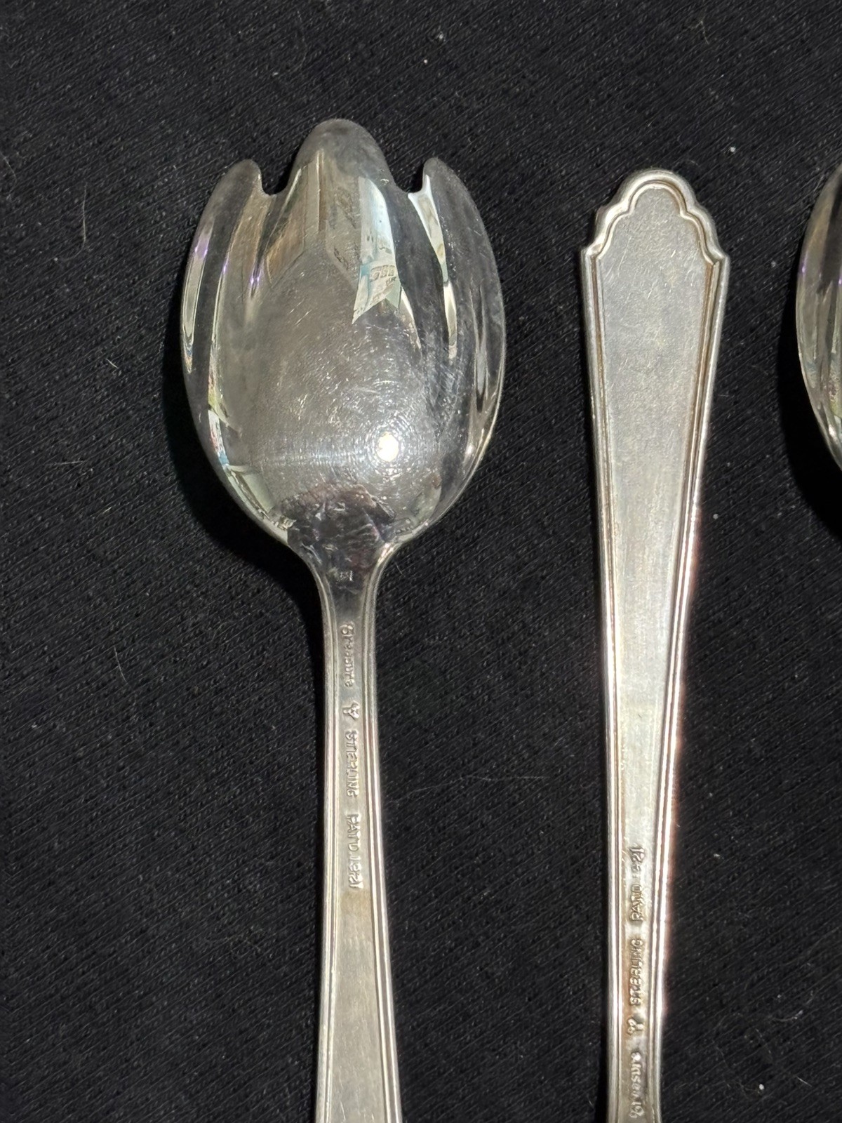 Set of 4 Antique Sterling Silver Fluted Ice Cream Forks LUNT MARY II No Monogram