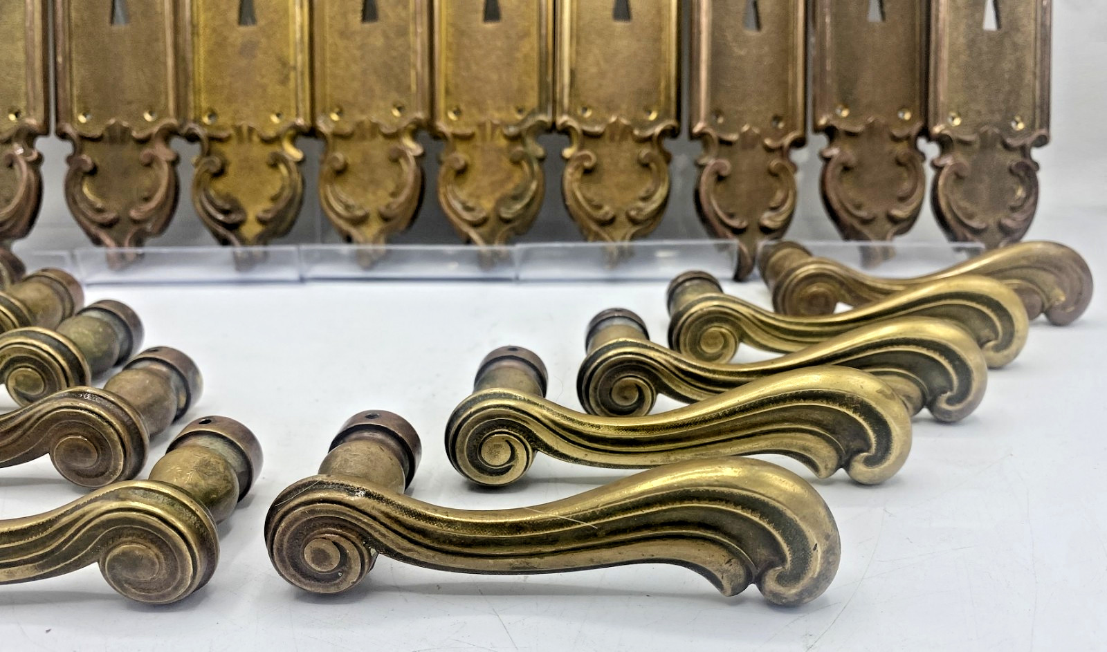 5 antique french door handles knobs sets early 1900’s bronze castle