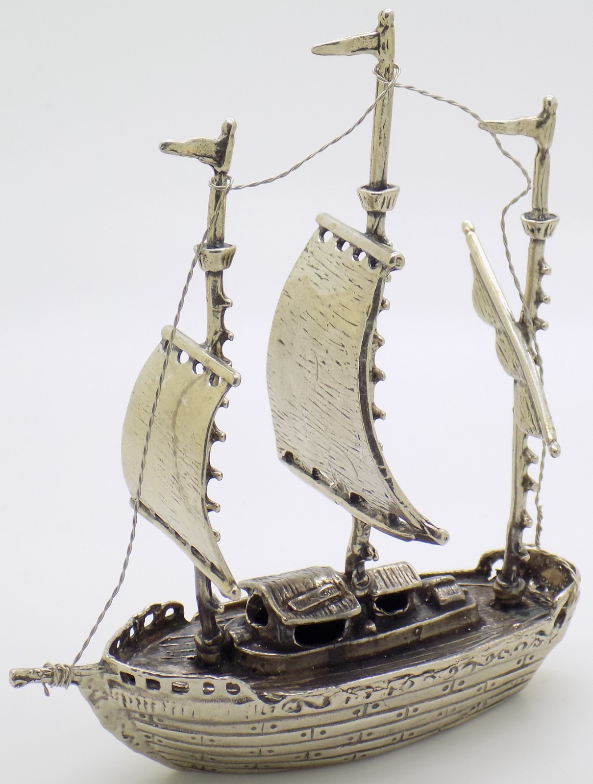 Vintage Italian Handmade Genuine Silver Galleon Sailing Ship Large Figurine