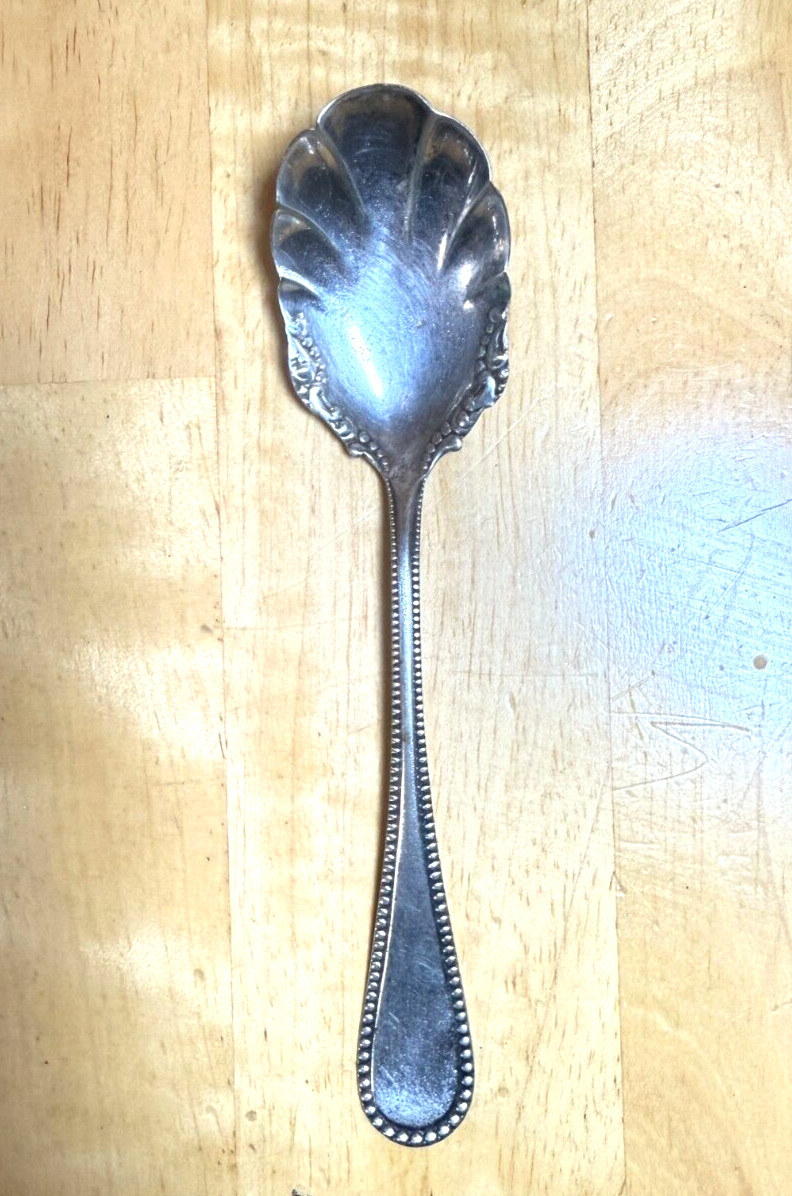 Antique C.B. Barker Silver Plated Sugar Spoon Shell Oyster Design 5.5″