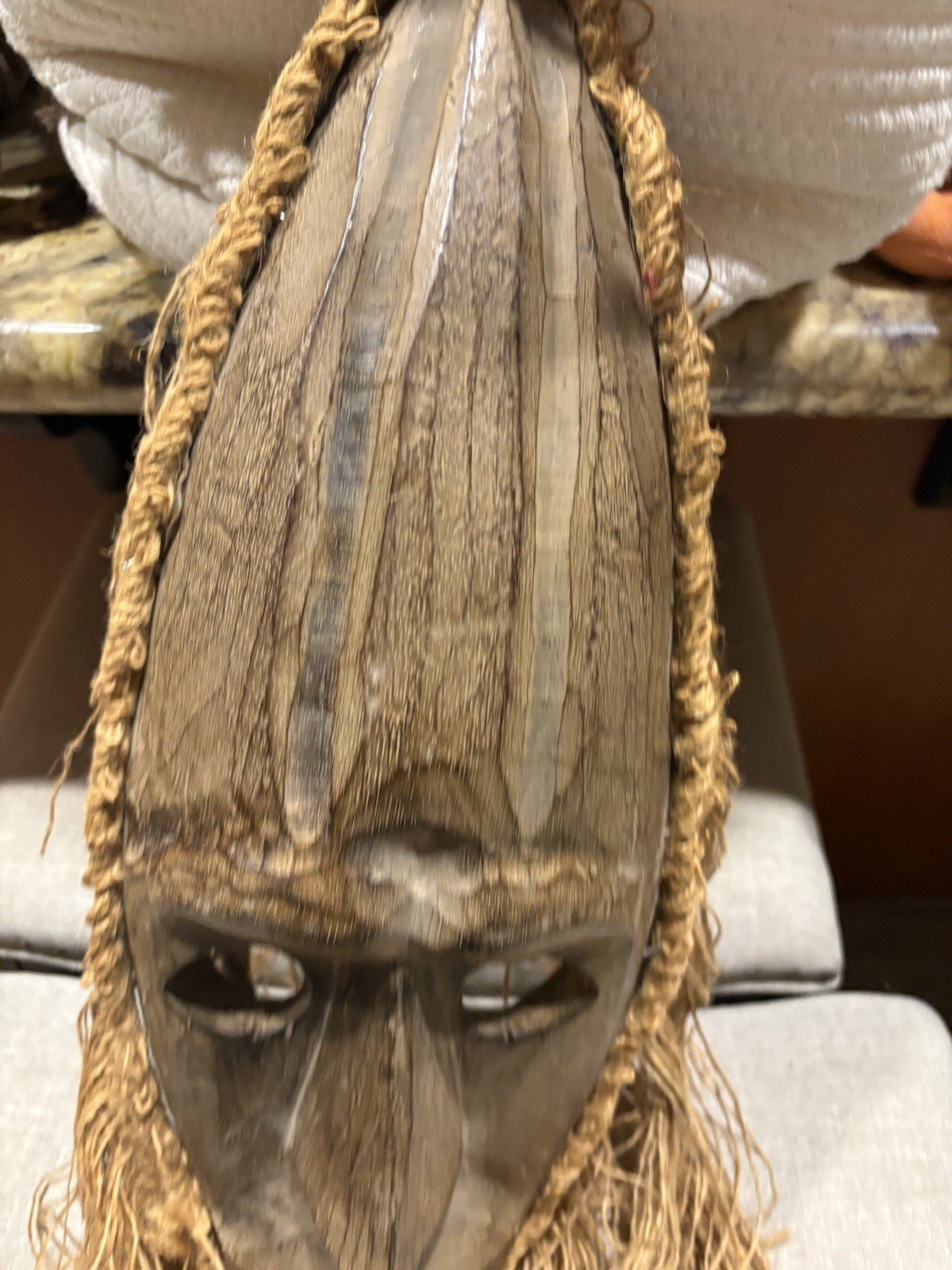 Hand Carved Wood With Hair Tribal Mask Unknown Origin African 19-20” Long
