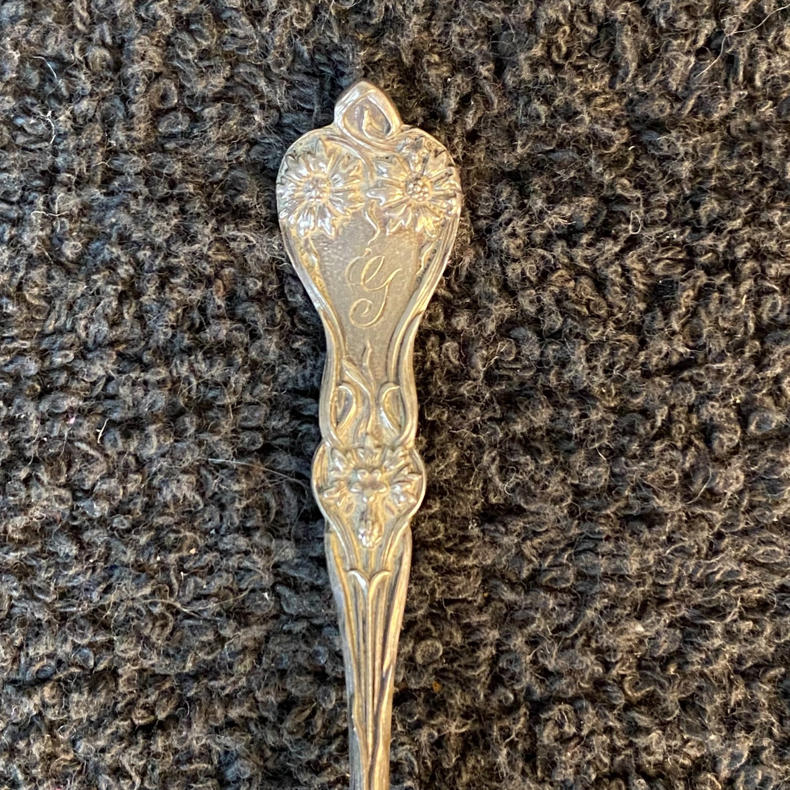 Antique Sterling Silver Mt Pisgah Asheville NC Souvenir Spoon 5757 Ft Floral